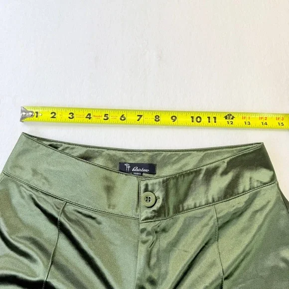 Rainbow Women's Olive Green Satin Cargo Pants Wide Leg Size L 28 - Picture 6 of 8